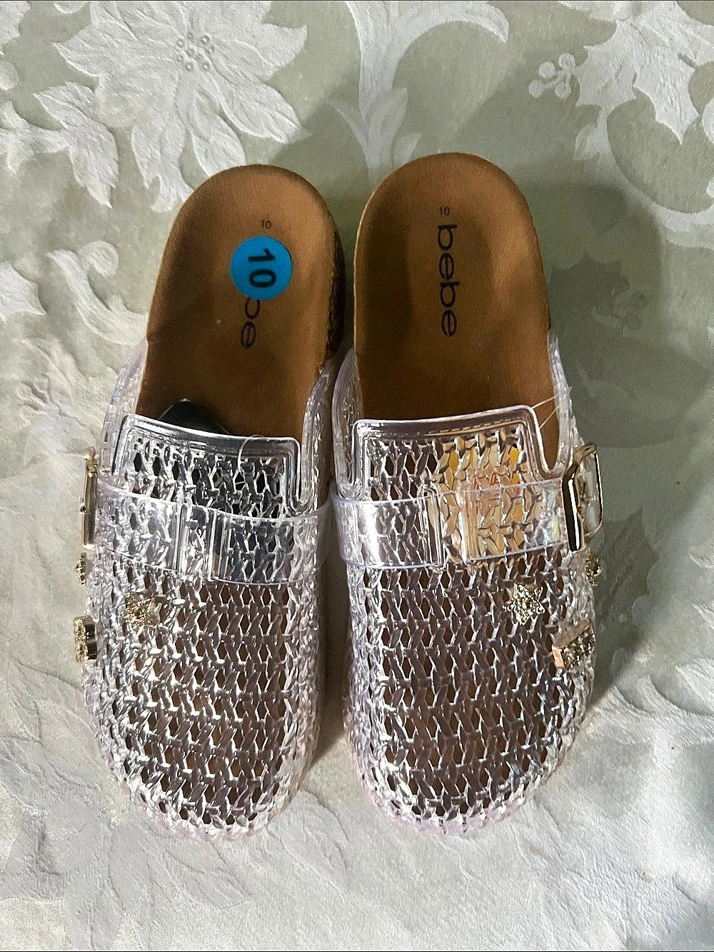 bebe Clear Mesh Mules US 10 NWT